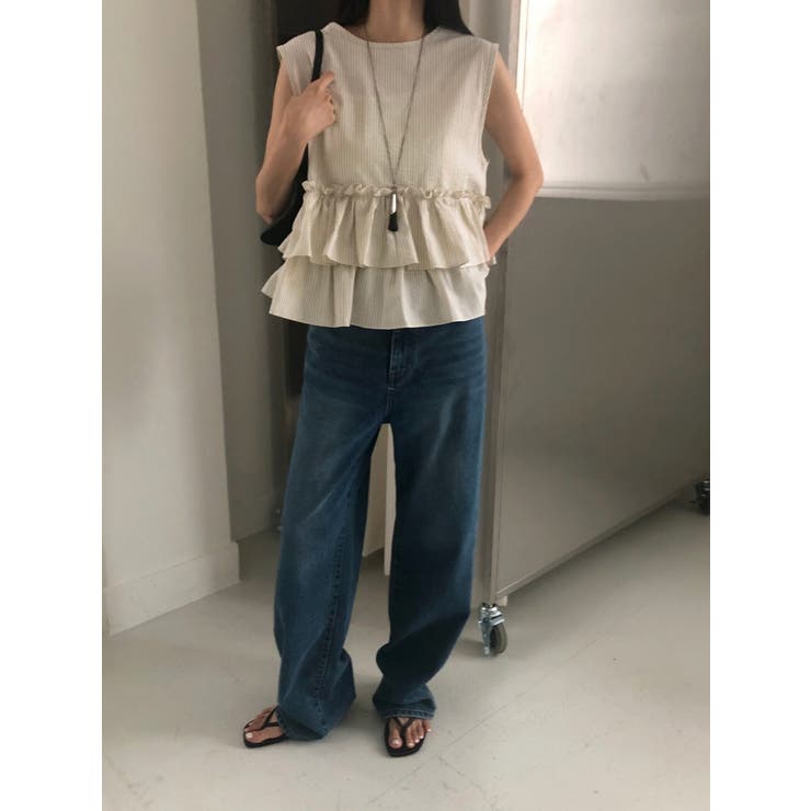 リボン袖なしストライプシャツトップス | Ulysses | 詳細画像5 