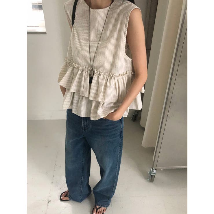 リボン袖なしストライプシャツトップス | Ulysses | 詳細画像7 