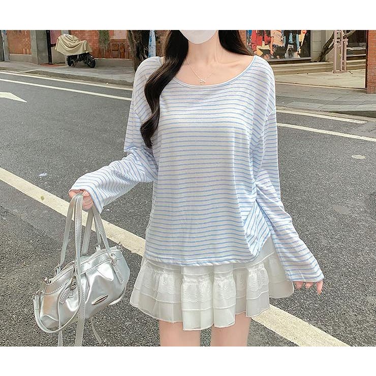 リボン長袖ボーダーTEEトップス | Ulysses | 詳細画像1 