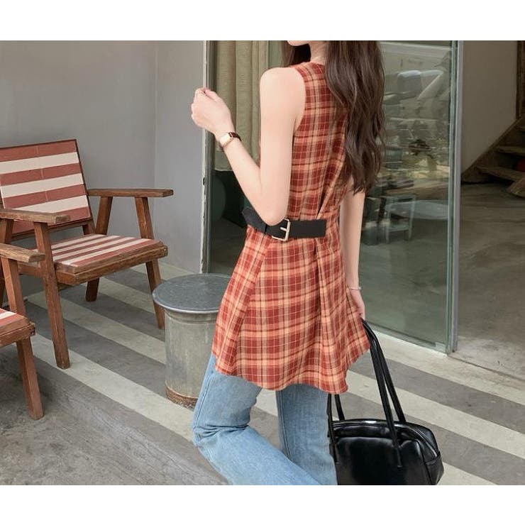 袖なしチェック柄ベストトップス | Ulysses | 詳細画像2 