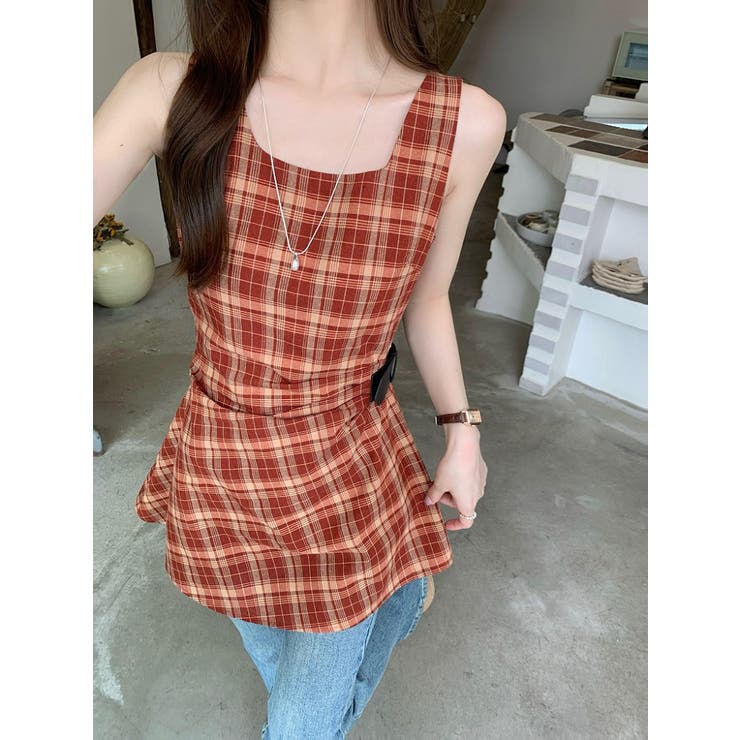 袖なしチェック柄ベストトップス | Ulysses | 詳細画像5 