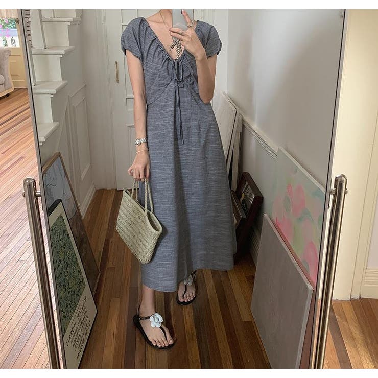 リボン半袖Vネックワンピース | Ulysses | 詳細画像2 