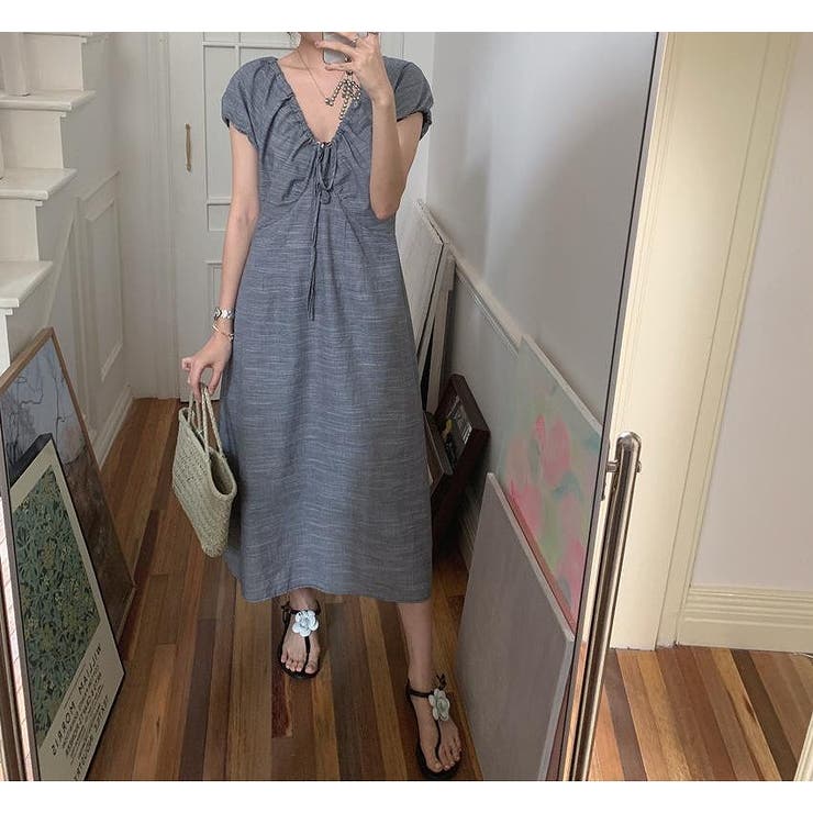 リボン半袖Vネックワンピース | Ulysses | 詳細画像4 