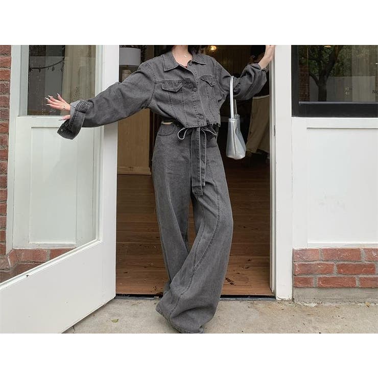 リボン長袖デニムジャケットワイドパンツセットアップ | Ulysses | 詳細画像4 