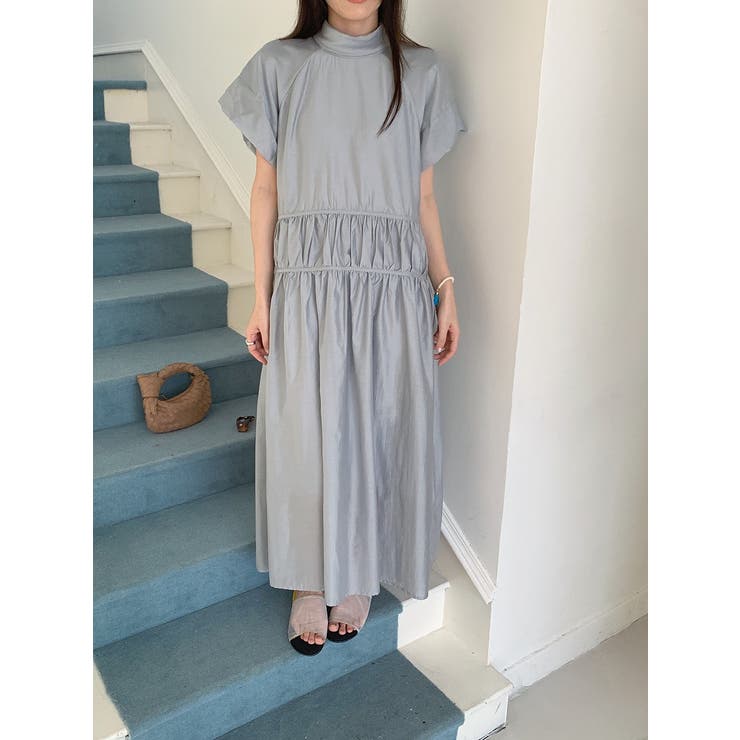 ブルー | リボン半袖ワンピース | Ulysses