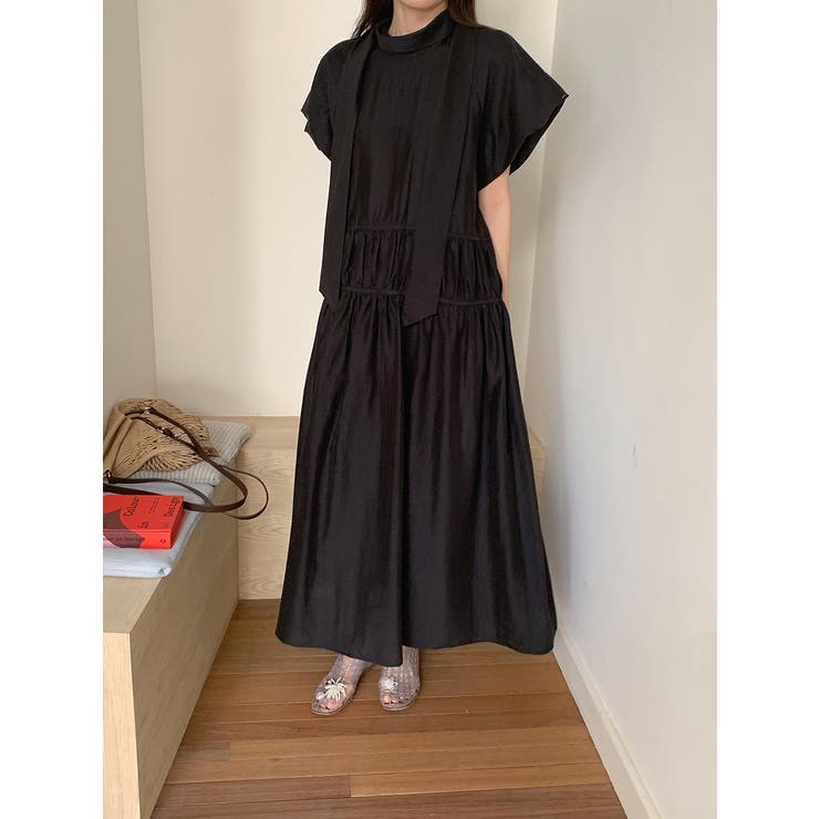 ブラック | リボン半袖ワンピース | Ulysses