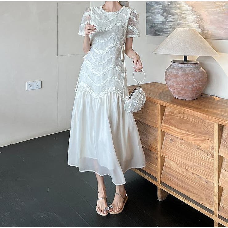 半袖重工チュール切り替えワンピース | Ulysses | 詳細画像2 