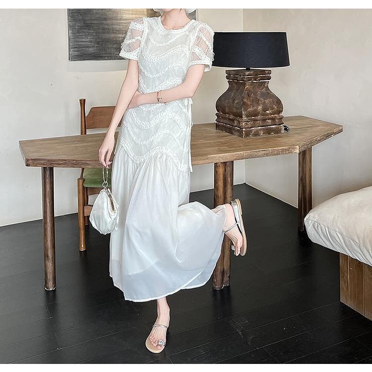 半袖重工チュール切り替えワンピース | Ulysses | 詳細画像4 