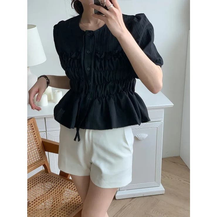 リボン半袖シングルブレストシャツトップス | Ulysses | 詳細画像5 