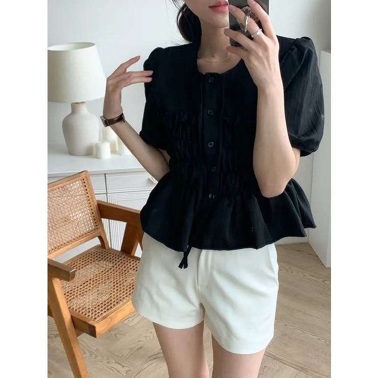 リボン半袖シングルブレストシャツトップス | Ulysses | 詳細画像7 