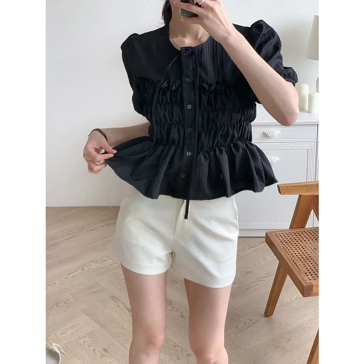 リボン半袖シングルブレストシャツトップス | Ulysses | 詳細画像8 