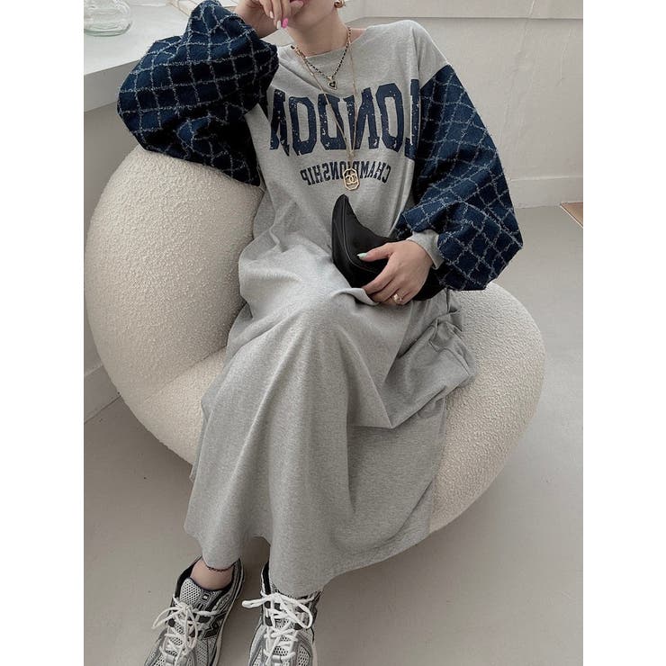 ランタンスリーブオーバーサイズロゴスウェットワンピース | Ulysses | 詳細画像1 