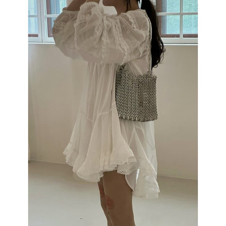 レース切り替え長袖ショートワンピース | Ulysses | 詳細画像2 