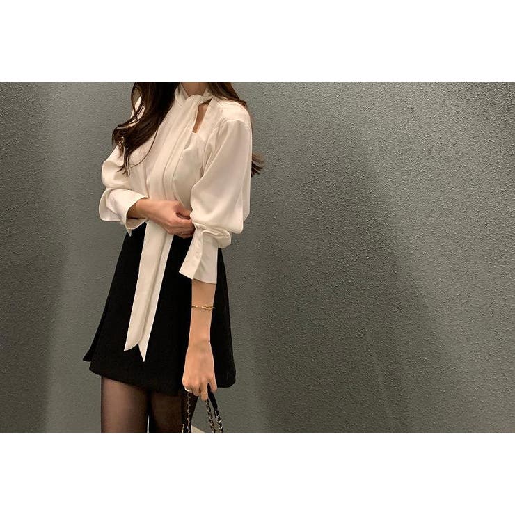 リボンノーカラーシャツトップス | Ulysses | 詳細画像3 