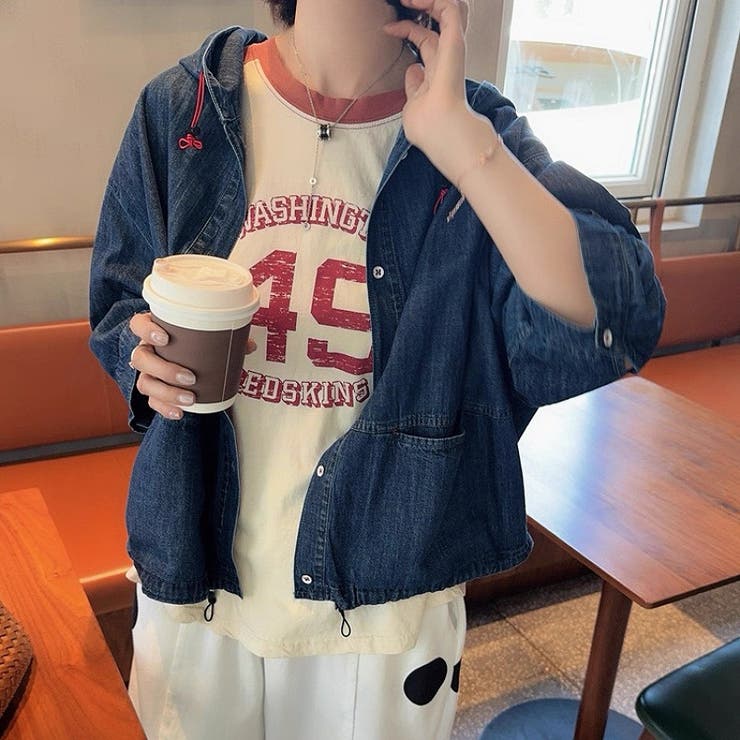 フード付きシングルブレストデニムジャケット | Ulysses | 詳細画像1 