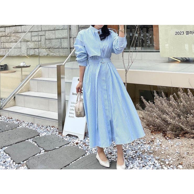 ブルー | ストライプシャツワンピース | Ulysses