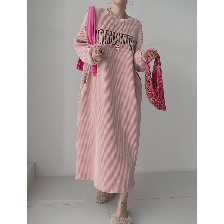 コーデュロイ長袖プリントワンピース | Ulysses | 詳細画像4 