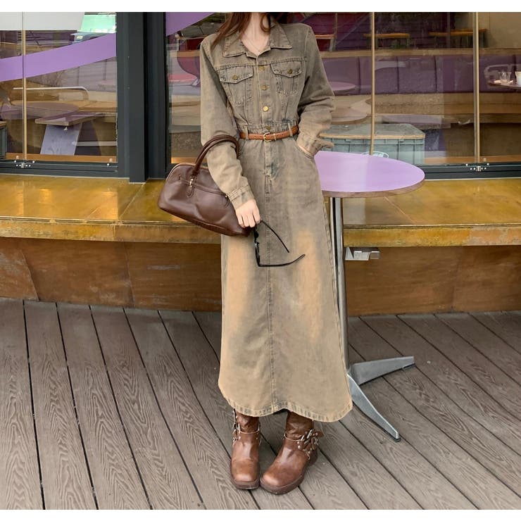 ブルー | 長袖襟付きデニムワンピース | Ulysses