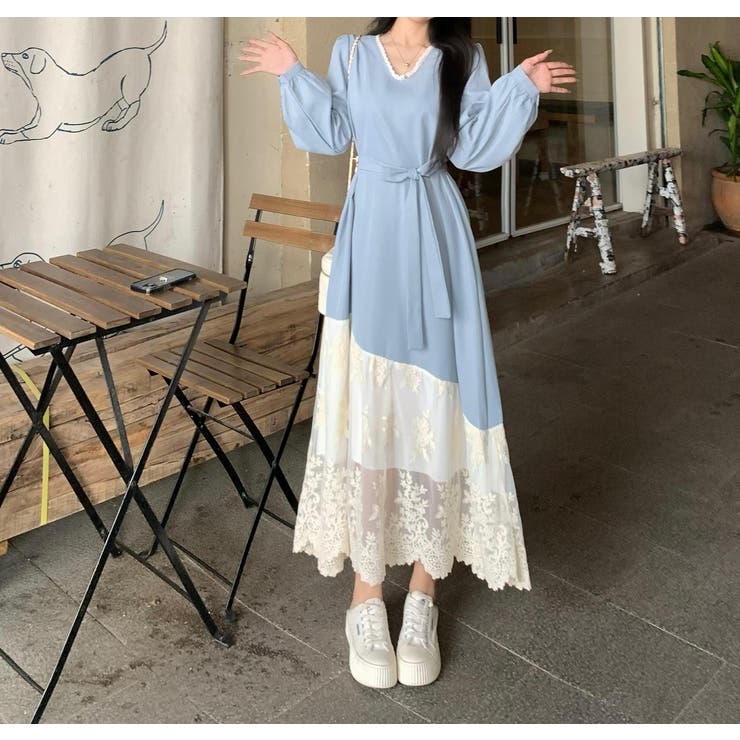 リボンVネック切り替えチュールワンピース | Ulysses | 詳細画像6 