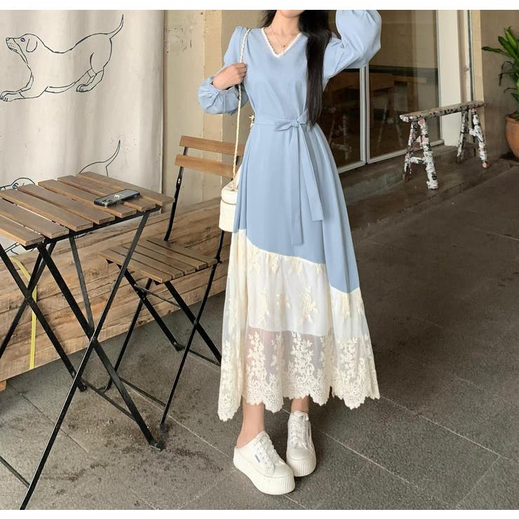 リボンVネック切り替えチュールワンピース | Ulysses | 詳細画像9 