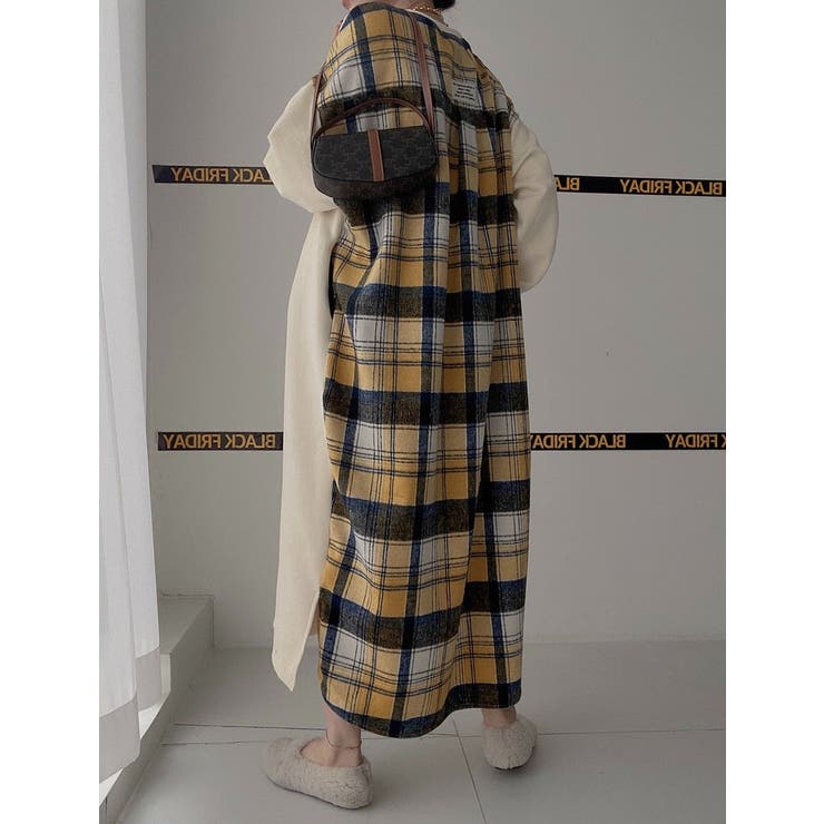 スウェット切り替えチェック柄長袖ワンピース | Ulysses | 詳細画像1 