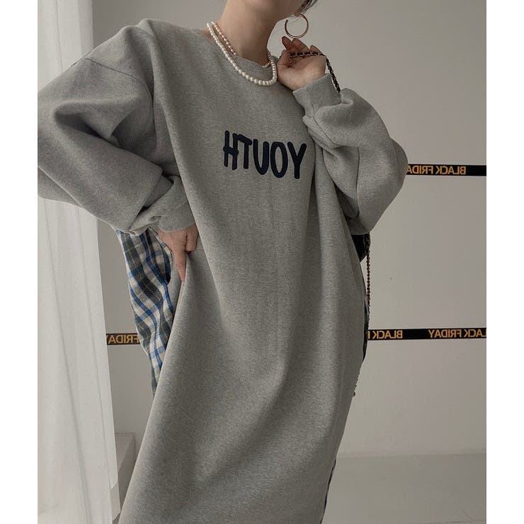 スウェット切り替えチェック柄長袖ワンピース | Ulysses | 詳細画像9 