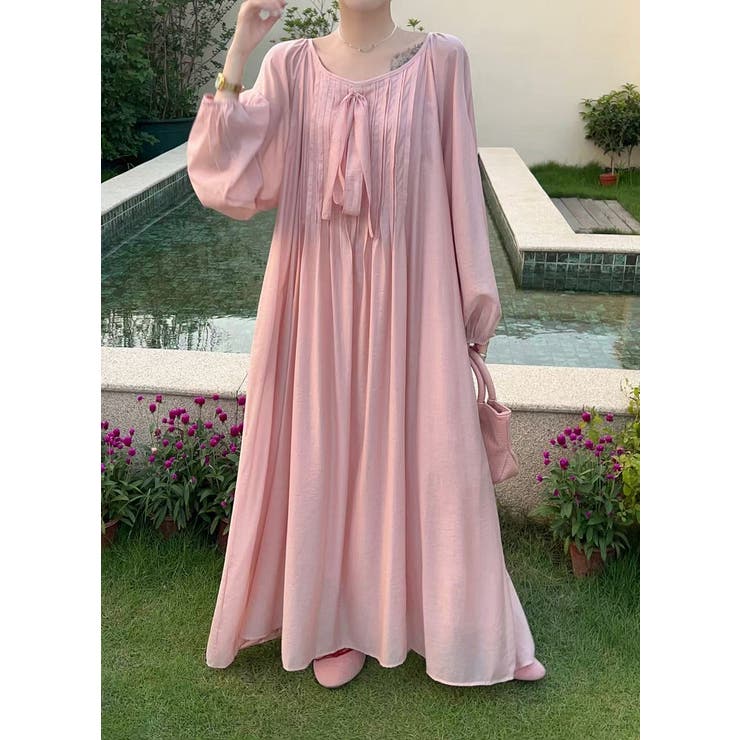 リボン長袖ロングワンピース | Ulysses | 詳細画像1 