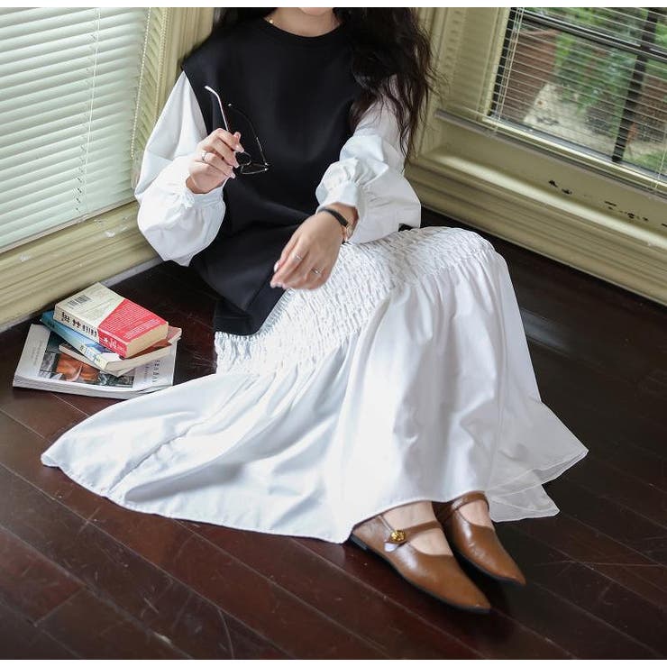 スウェット切り替えレイヤード風長袖ロングワンピース | Ulysses | 詳細画像3 