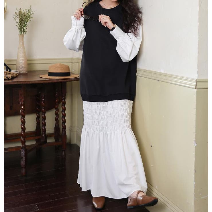 スウェット切り替えレイヤード風長袖ロングワンピース | Ulysses | 詳細画像7 