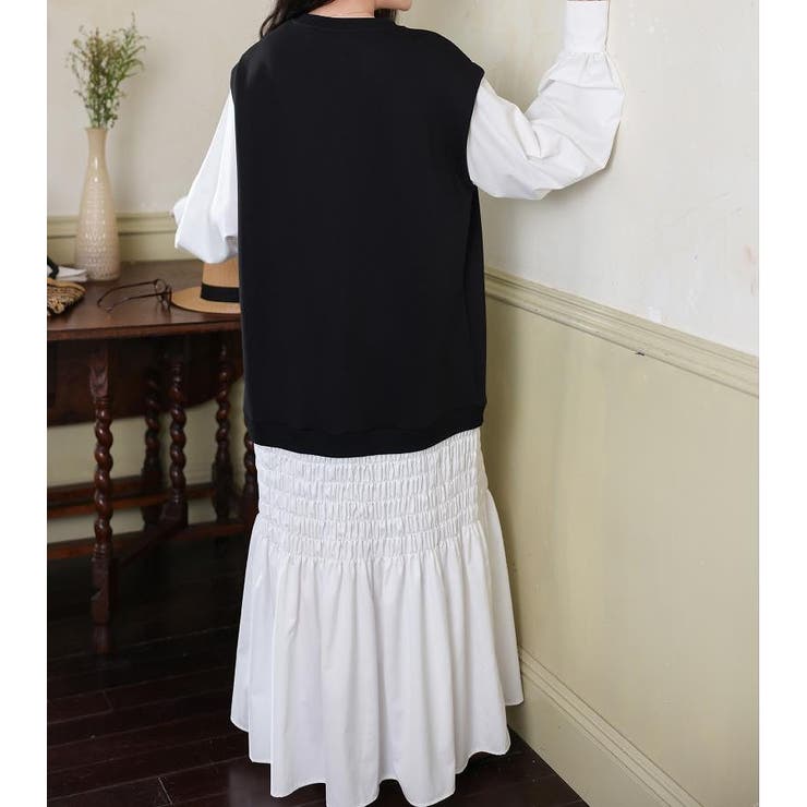 スウェット切り替えレイヤード風長袖ロングワンピース | Ulysses | 詳細画像9 