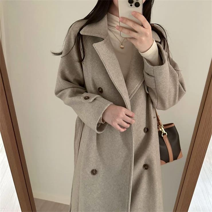 ベージュ | リボンロングメルトンジャケット | Ulysses