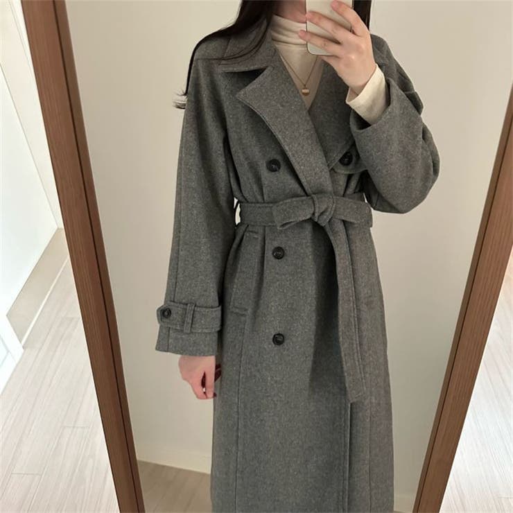 グレー | リボンロングメルトンジャケット | Ulysses