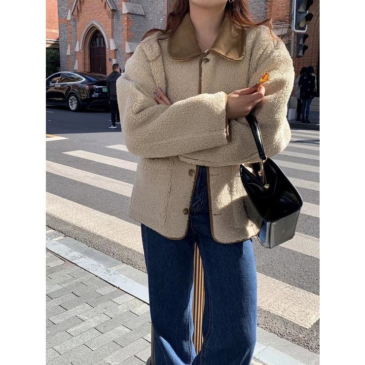 リバーシブル羊羔毛鹿の毛皮の綿毛ジャケット | Ulysses | 詳細画像1 