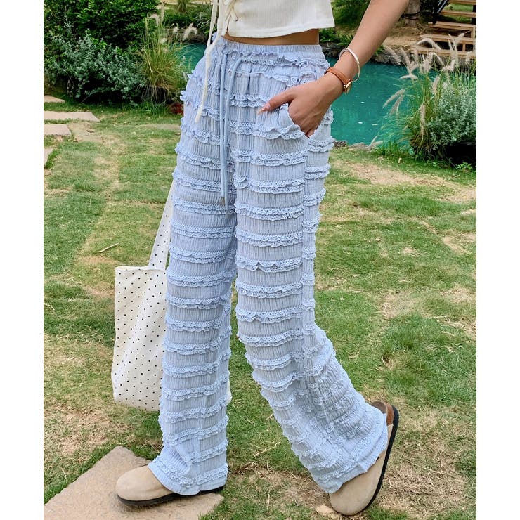 ライトブルー | レースワイドパンツ | Ulysses