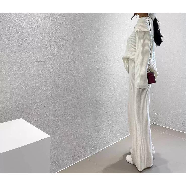 ニット襟付きトップスワイドパンツセットアップ | Ulysses | 詳細画像4 