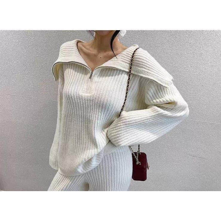 ニット襟付きトップスワイドパンツセットアップ | Ulysses | 詳細画像5 