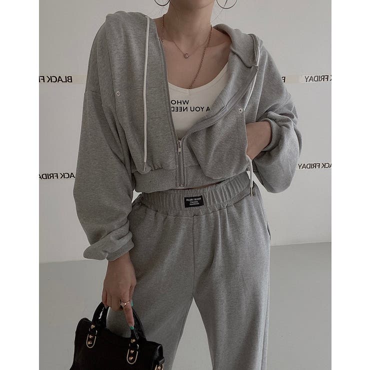 グレー | スウェットショートジャケットワイドパンツセットアップ | Ulysses