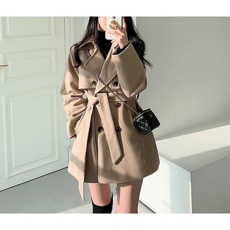 ベージュ | リボン襟付きダブルブレストメルトンジャケット | Ulysses