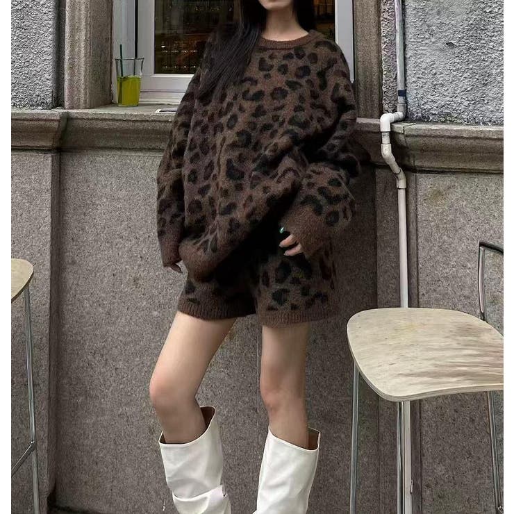 ブラウン | ニットトップスショートパンツセットアップ | Ulysses