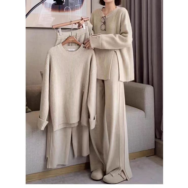 ニットサイドスリットトップスワイドパンツセットアップ | Ulysses | 詳細画像4 