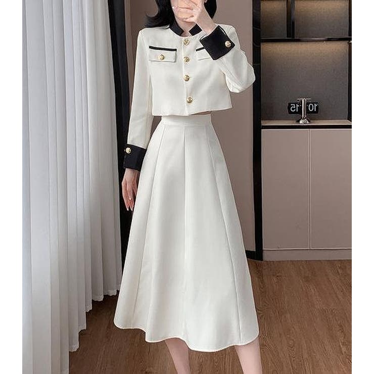 配色ショートジャケットスカートセットアップ | Ulysses | 詳細画像1 