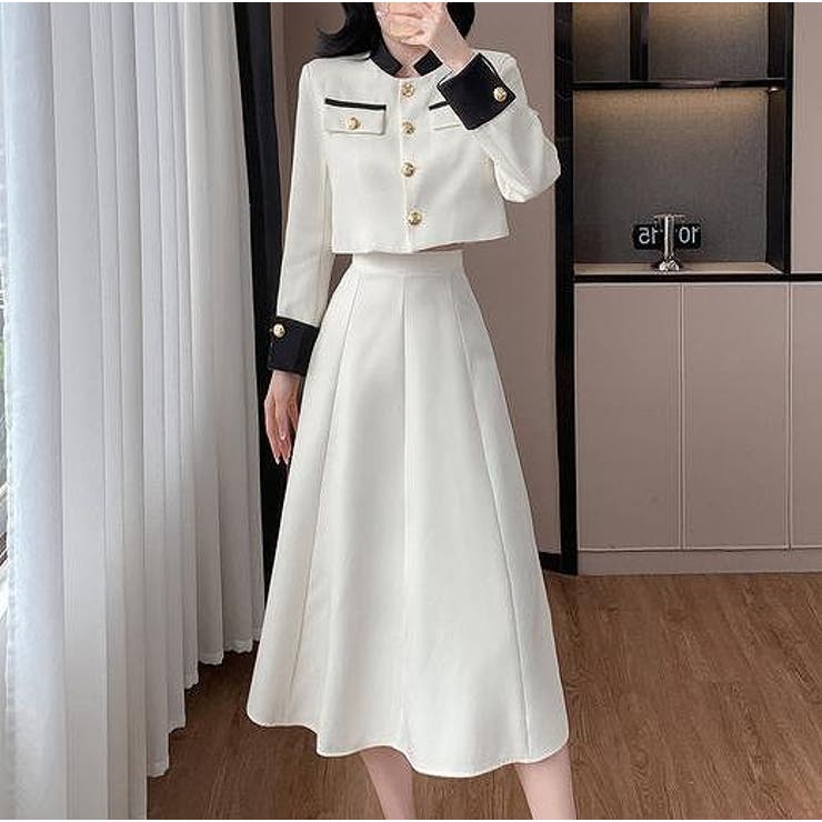 配色ショートジャケットスカートセットアップ | Ulysses | 詳細画像3 