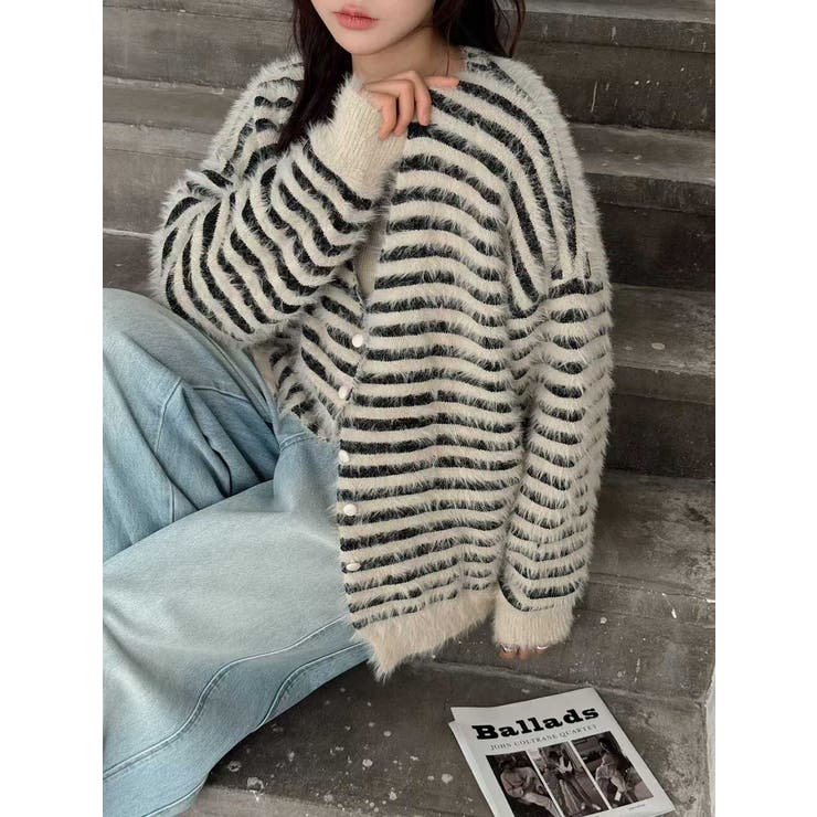 ベージュ | ボーダーカーディガンジャケット | Ulysses