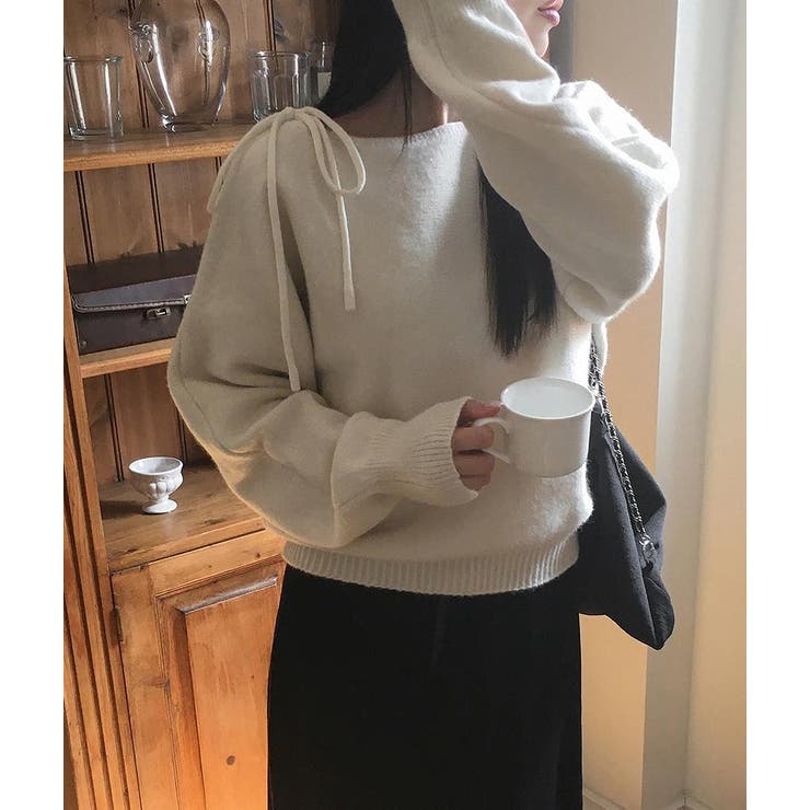 リボンオフショルダーニットトップス | Ulysses | 詳細画像2 