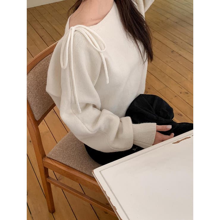 リボンオフショルダーニットトップス | Ulysses | 詳細画像3 