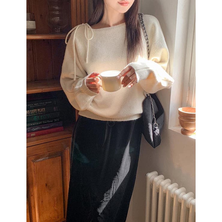 リボンオフショルダーニットトップス | Ulysses | 詳細画像4 