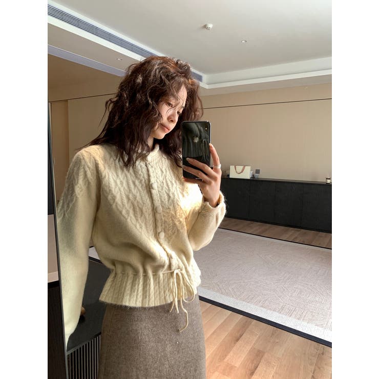 ベージュ | リボンニットトップス | Ulysses