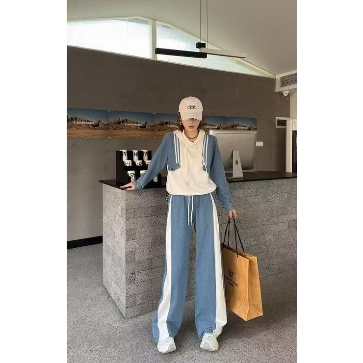 スウェット切り替えデニムトップスパンツセットアップ | Ulysses | 詳細画像2 