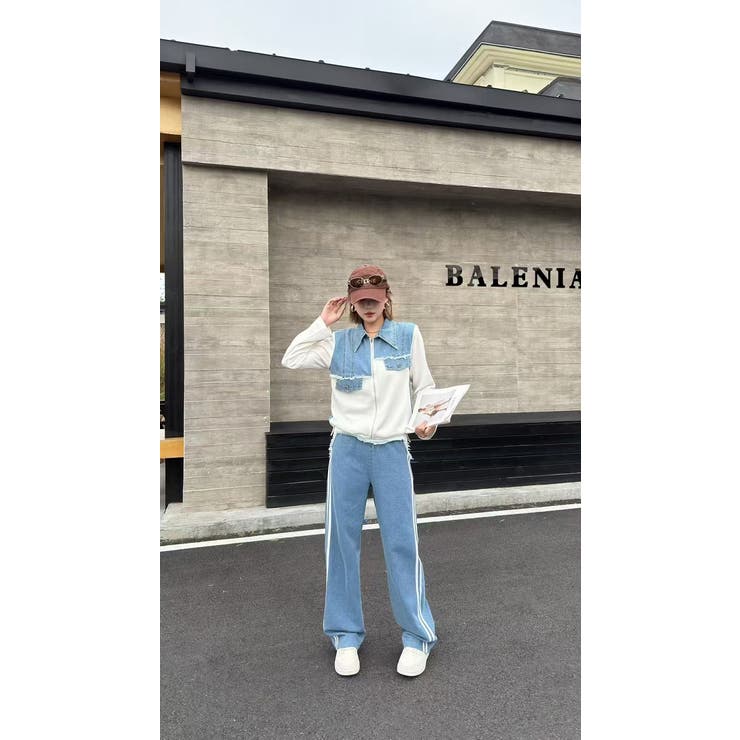 オフホワイト | スウェット切り替えデニムトップスパンツセットアップ | Ulysses