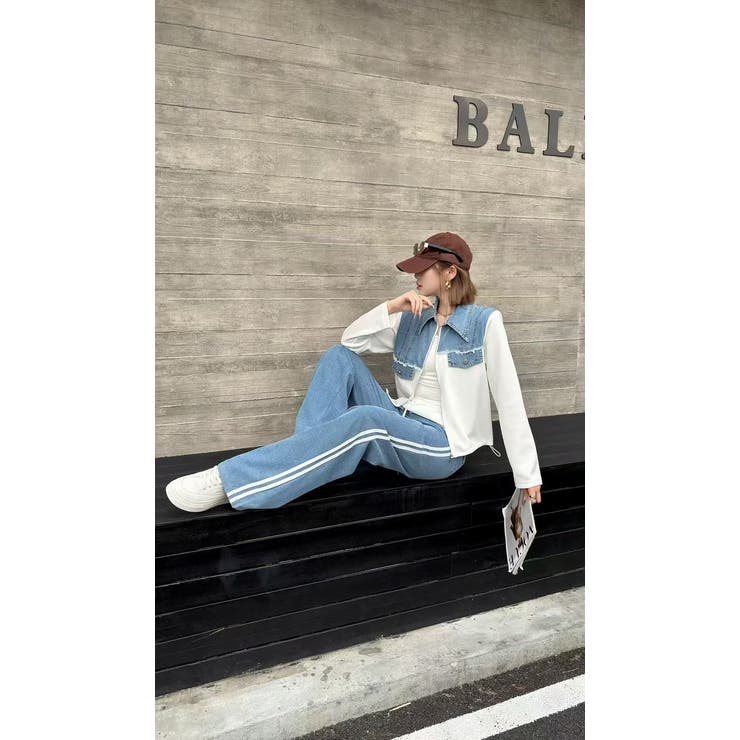 スウェット切り替えデニムトップスパンツセットアップ | Ulysses | 詳細画像1 